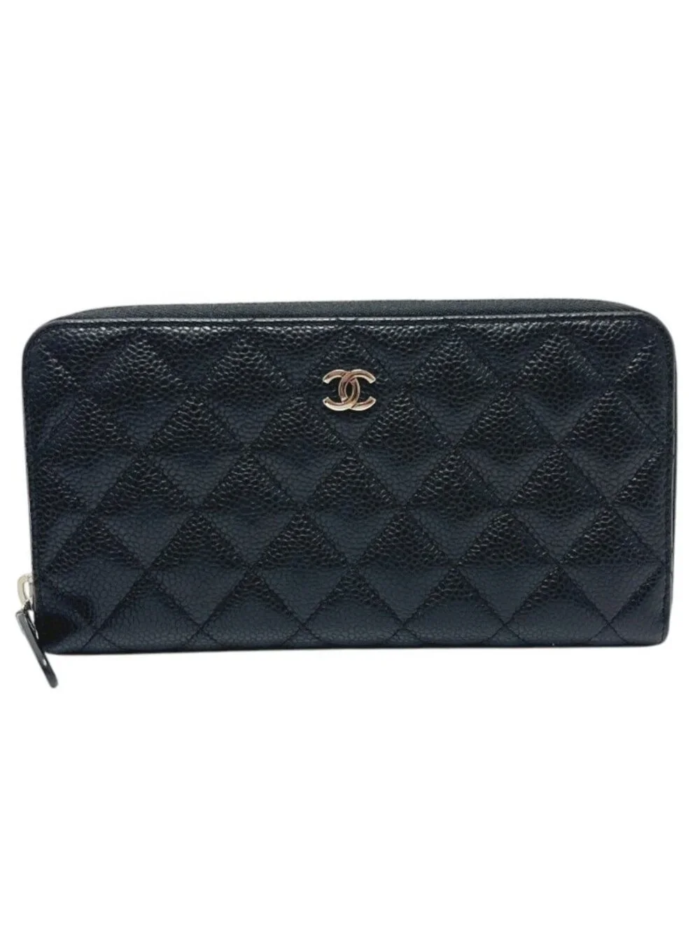 Chanel Wallet CC Logo Caviar Leather Black